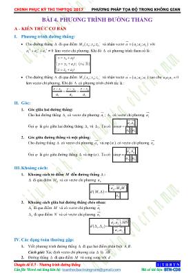 Hình học 12 - Bài 4 Phương trình đường thẳng